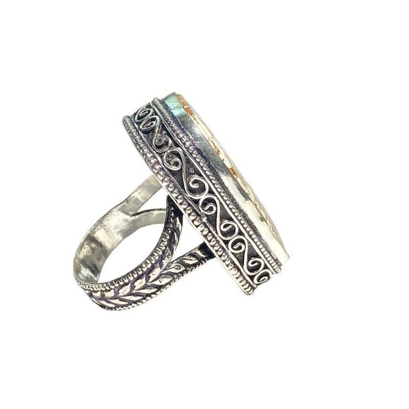 Natural Wild Horse Jasper Gemstone in a Handcrafted 925 Stamped Ring (9) - Picture 6 of 10